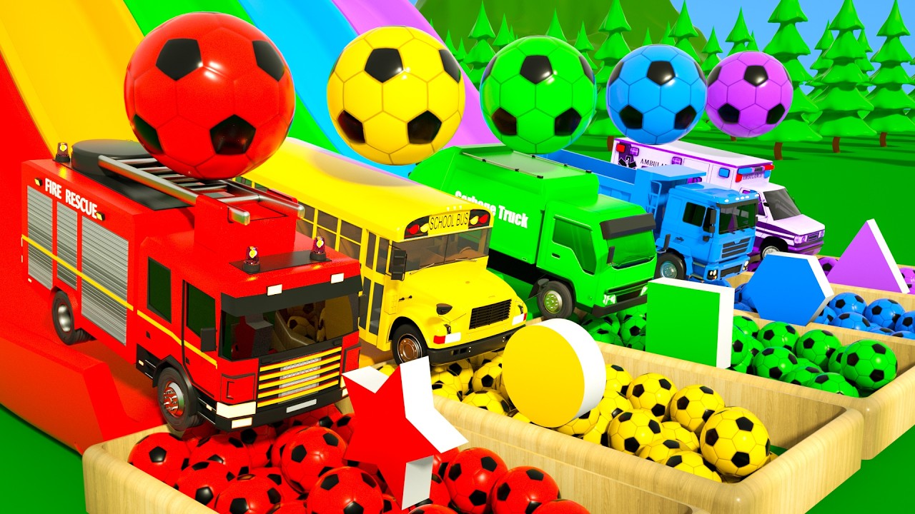 Baby Shark + Wheels On the Bus song - Soccer ball shaped wheels + More | DuZoo Kids Songs