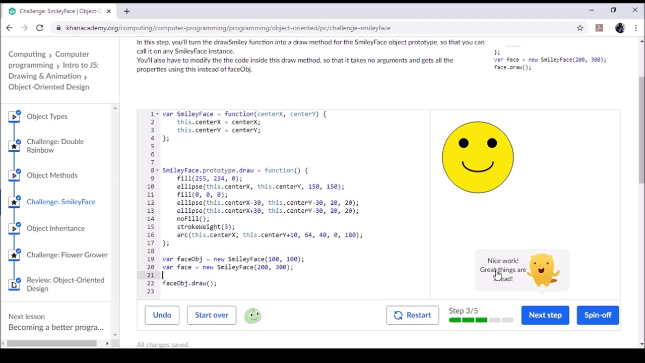 Challenge SmileyFace Khan Academy