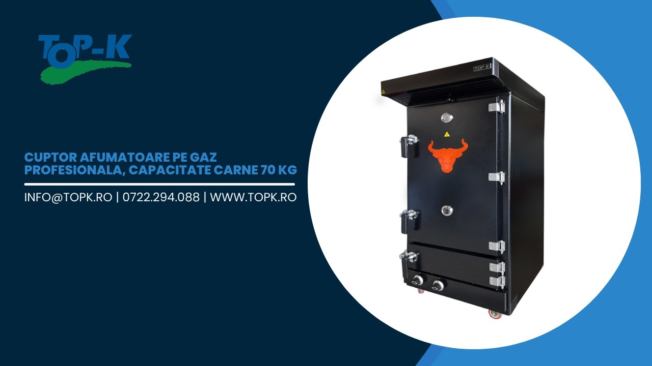 Cuptor afumatoare pe gaz profesionala, capacitate carne 70 kg, consum eficient de energie | TOPK.RO
