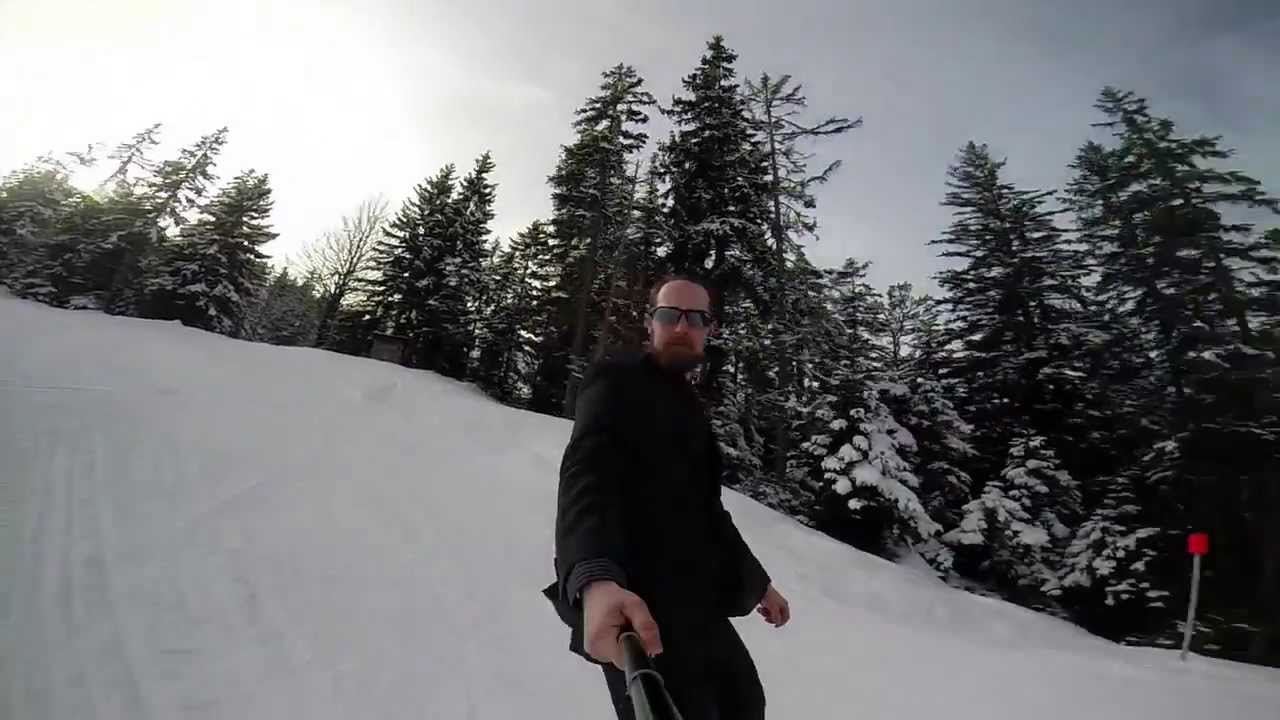 Snowboarding in a suit