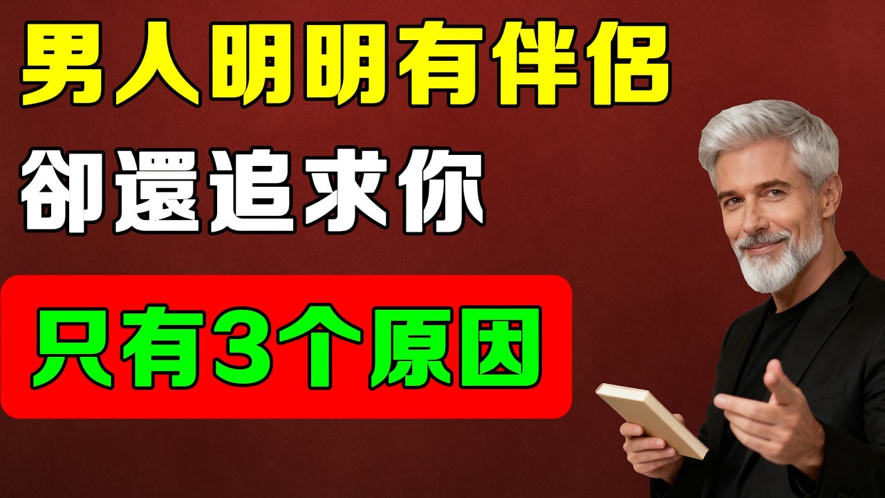 一個男人明明有伴侶卻還追求你，背後通常只有這3個真實原因！