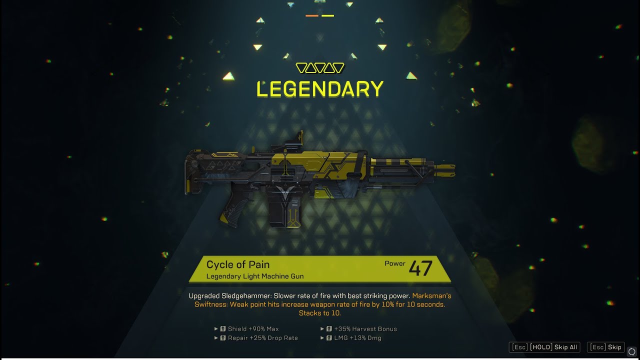 Anthem Legendary Light Machine Gun Cycle of Pain Stronghold The Temple of Scar Grandmaster 1 Loot