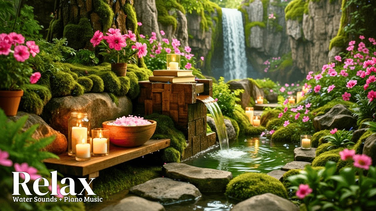 Relaxing Sleep Music + Bamboo Water Sounds 🌿 Relieves Anxiety and Depression, Deep Healing