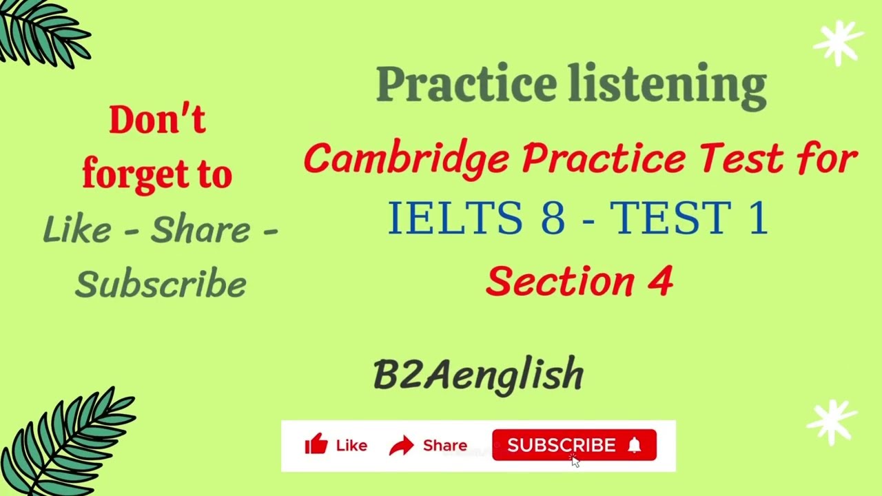 Аудирование IELTS 8 - ТЕСТ 1 Раздел 4 #B2Aenglish #ielts_listening #ielts