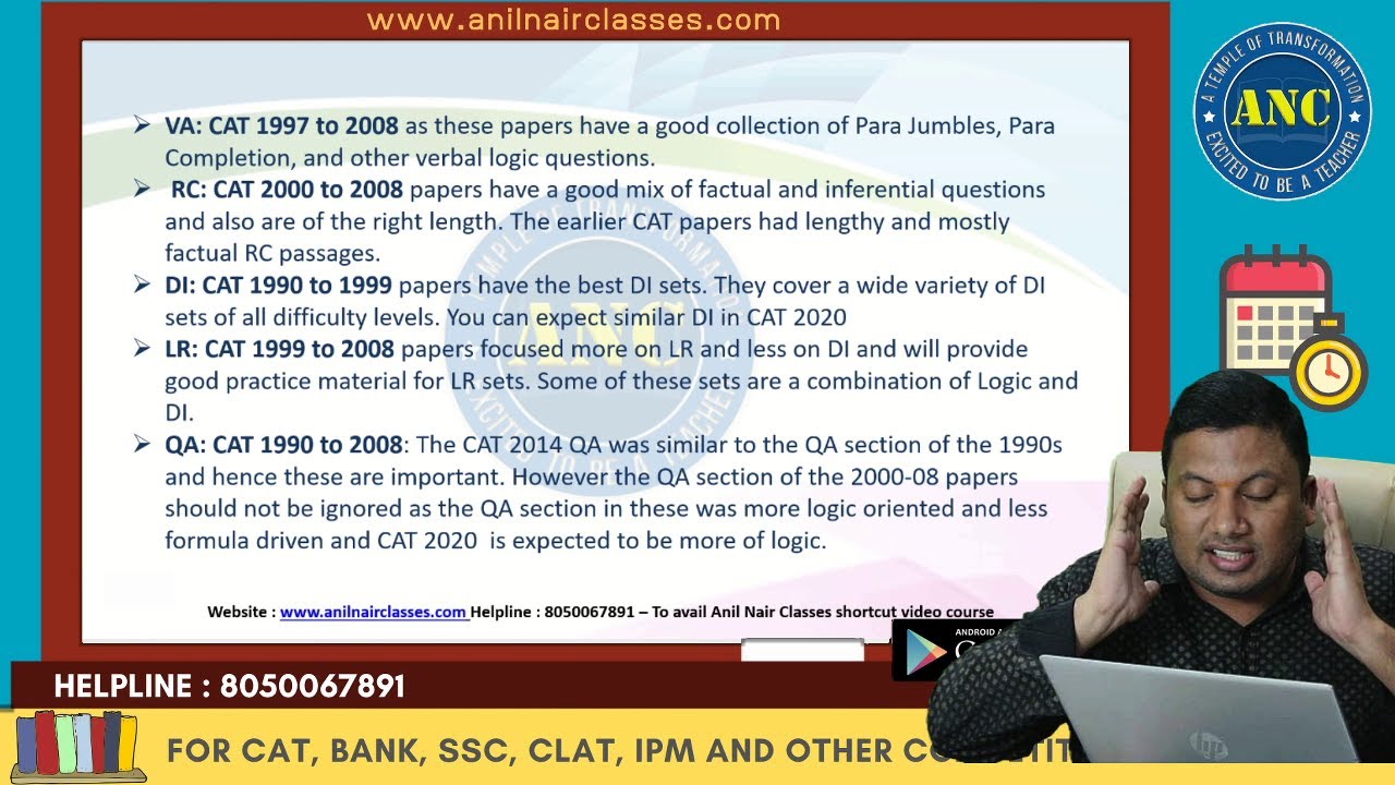 Mustsolve Previous Year CAT Papers before appearing for CAT2020| AnilNair Classes | Prep Strategies