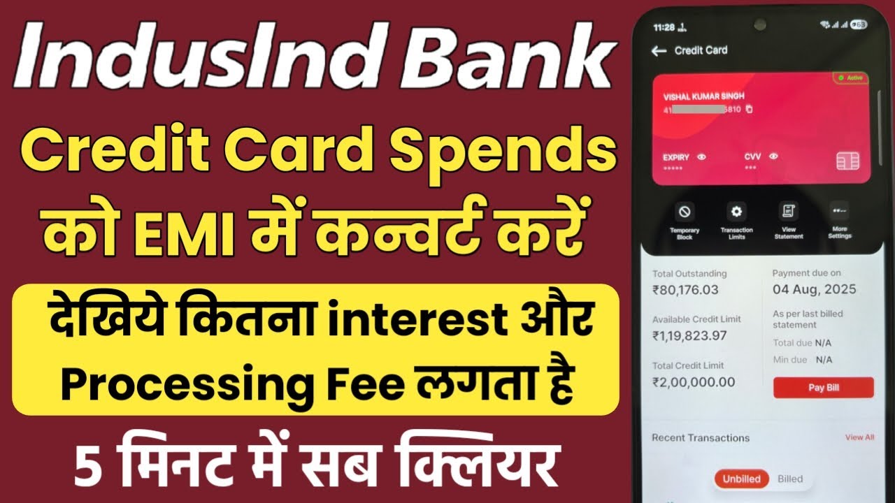 IndusInd Bank credit card EMI conversion online | How to convert IndusInd credit card bill into EMI