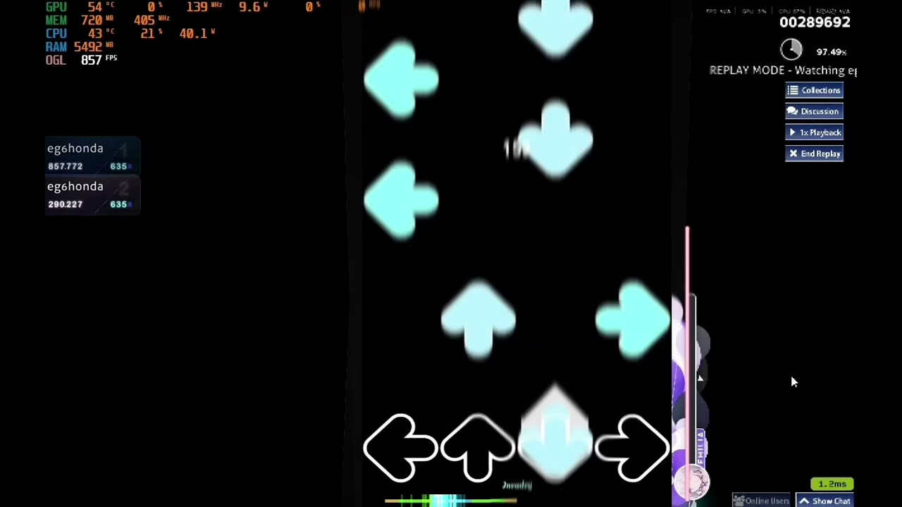 Osu! Mania 4k Asgore Thema song 1.2x 96%