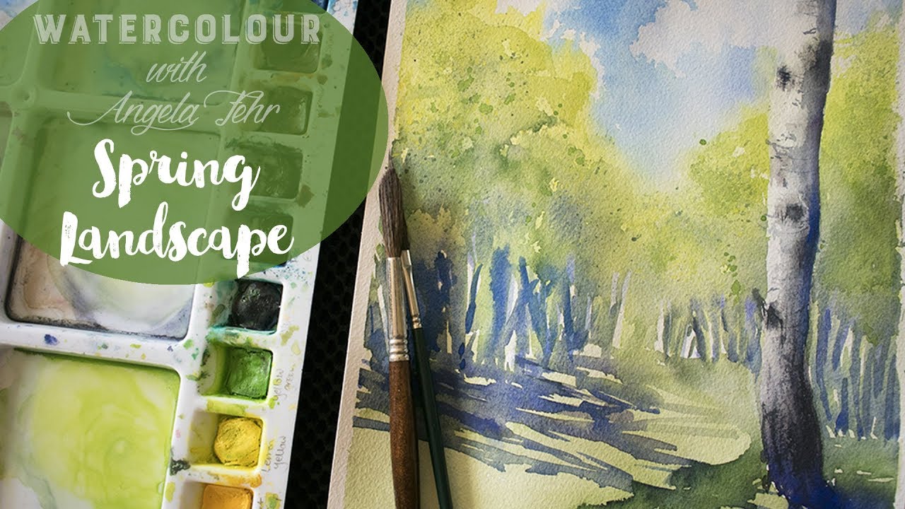 Watercolor Landscape Full Lesson: Sun & Shadows in Spring with Shinhan Giveaway