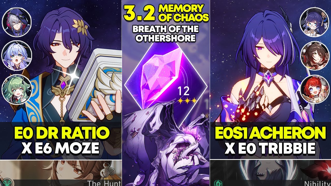 E0 Dr Ratio x Moze & E0S1 Acheron x Tribbie | Memory of Chaos 12 | Honkai Star Rail 3.2