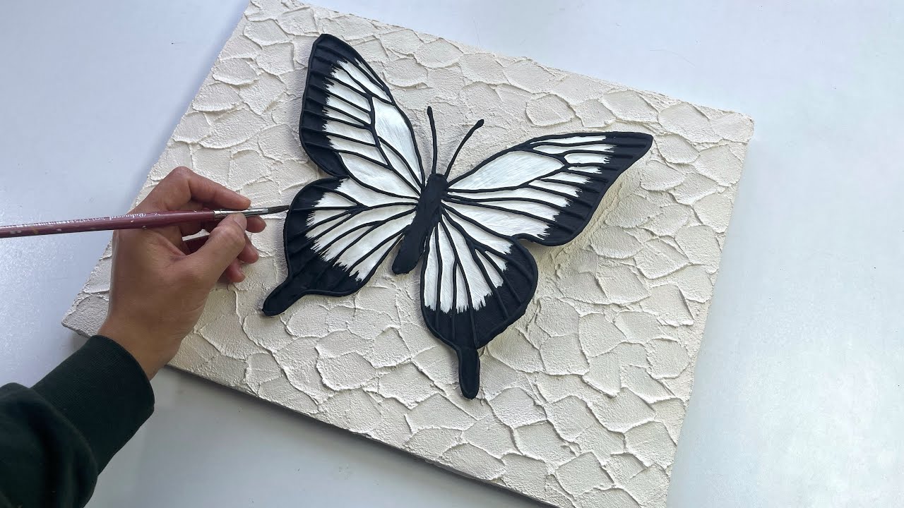 From Simple Canvas to 3D Butterfly Masterpiece 🦋 | Mixed Media Butterfly Art Using Plaster & Texture