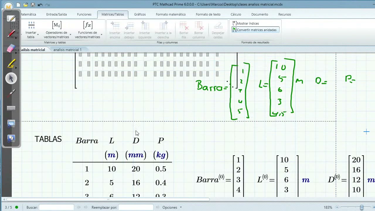 ANALISIS MATRICIAL CON MATHCAD 6.0-CLASE 2
