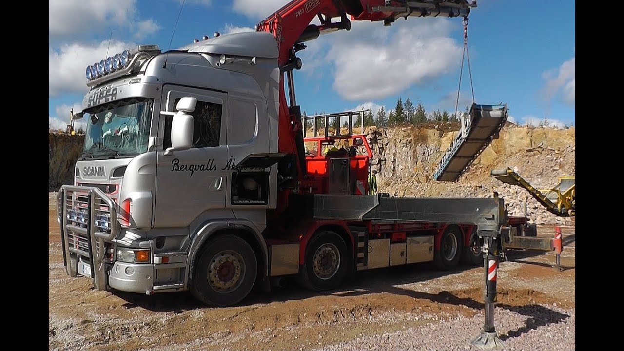 Scania R560 8x2 \8/ Sound With Fassi F950 Crane Loading A Second Time The Same Day