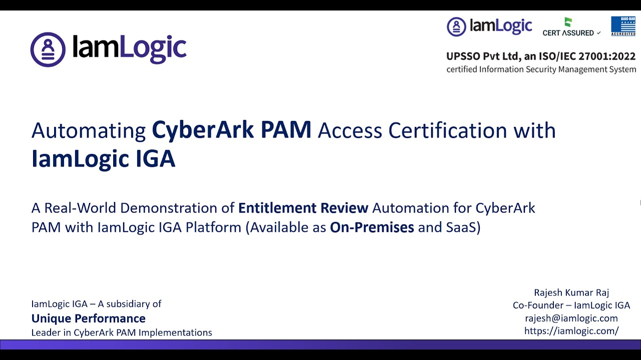 CyberArk Access Certification (Entitlement Review) for Safes & Groups | IamLogic IGA Demo