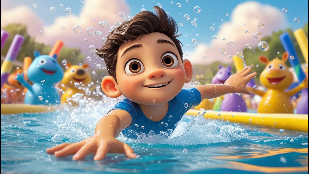 Swim & Splash Race &ndash; Pool Bubble Song | Fun Water Song for Kids | Splish Splash Nursery Rhyme