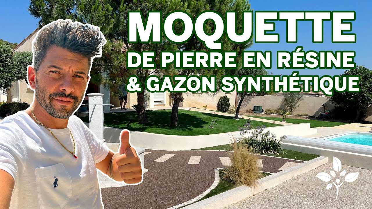 Moquette de pierre et gazon synthétique  - Rénovation de jardin 🌱