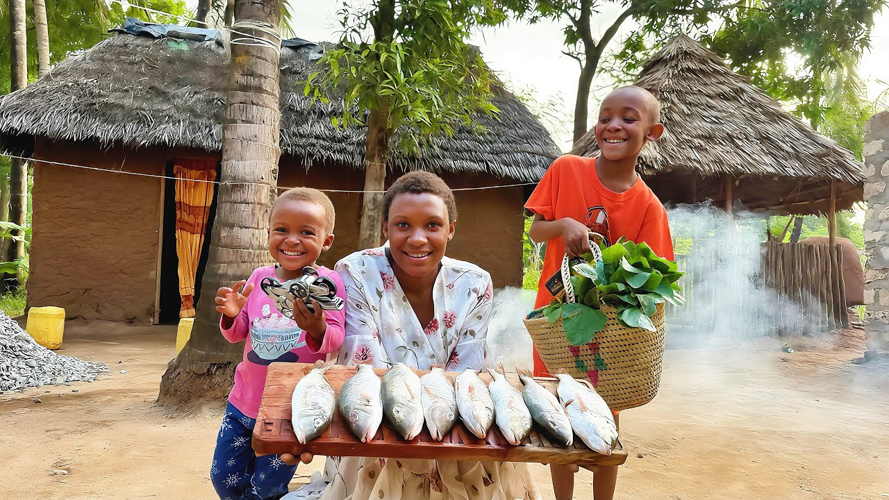 Peaceful African Village Life🌿🏡Dinner Rush with Deep-Fried Fish,Fresh Veggies&Dream Home Progress❤️🍲