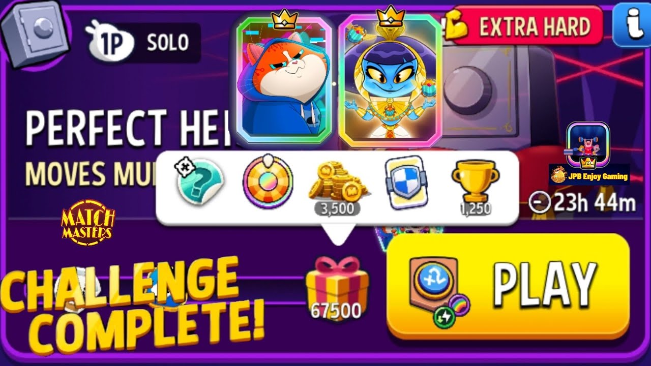 Moves Multiplier+Rainbow Solo Challenge Perfect Heist/67500 Score /Match Masters /Play 2 Boosters
