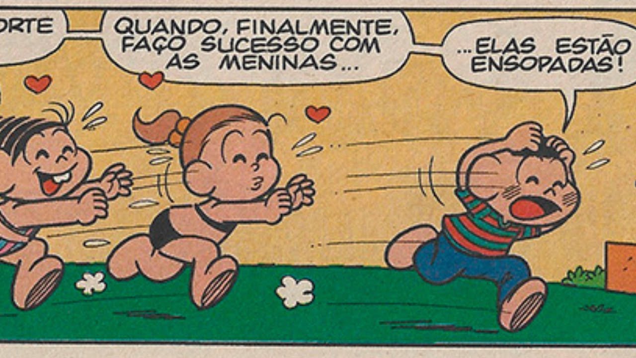 Cascão em: dançando na chuva | Quadrinhos da Mônica.