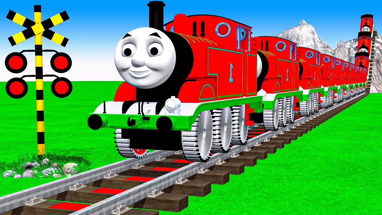 【踏切アニメ】あぶない電車 TRAIN Thomas Climping Pynamid | Railroad Crossing Animation #train #1