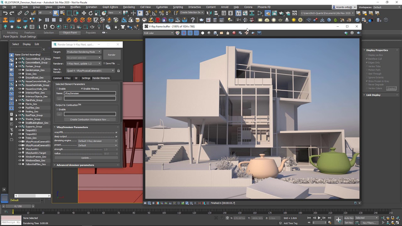 Denoiser en secuencias con V-Ray Next para 3ds Max