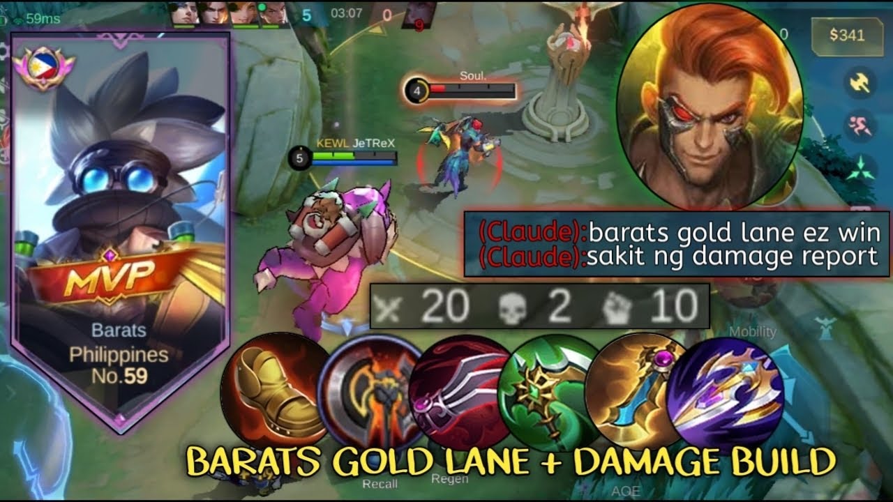 NO NEED MM ! 20KLLS BARATS GOLD LANE + DAMAGE BUILD  IS TOTALLY BROKEN | MLBB