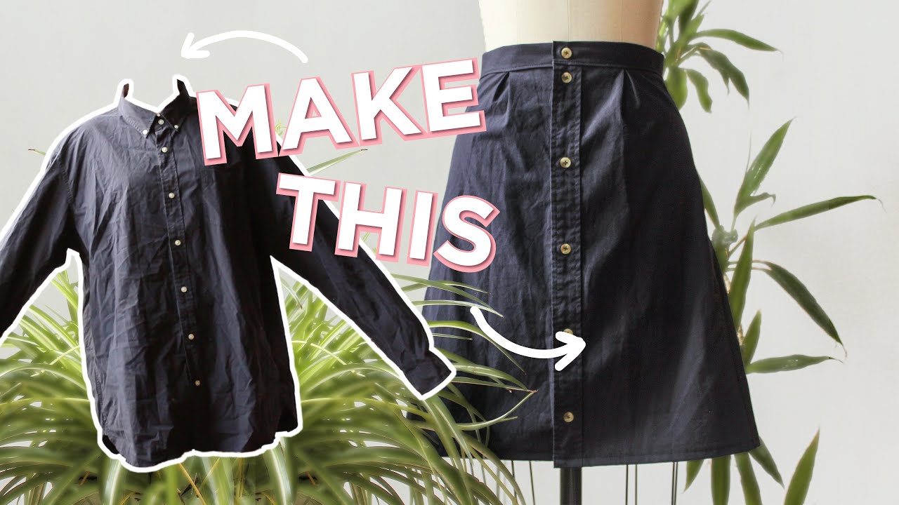 Second-hand Clothing TRANSFORMATION: Turn Old Shirt into a SKIRT | Fashion DIY for Fall 2020