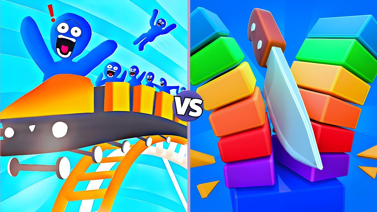 Roller Coaster Run 3d vs Slice It All | Gameplay