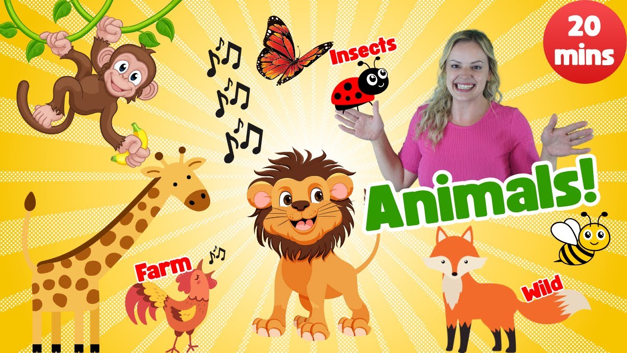 Animal Songs For Kids! Learn Animals For Toddlers | Farm, Zoo, Wild & Insects | Children's Songs 