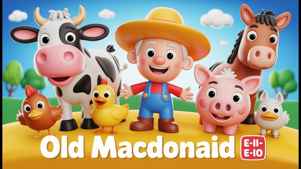 Old MacDonald Had a Farm 🐄🐓 | Farm Animals Song | 3D Nursery Rhymes for Kids