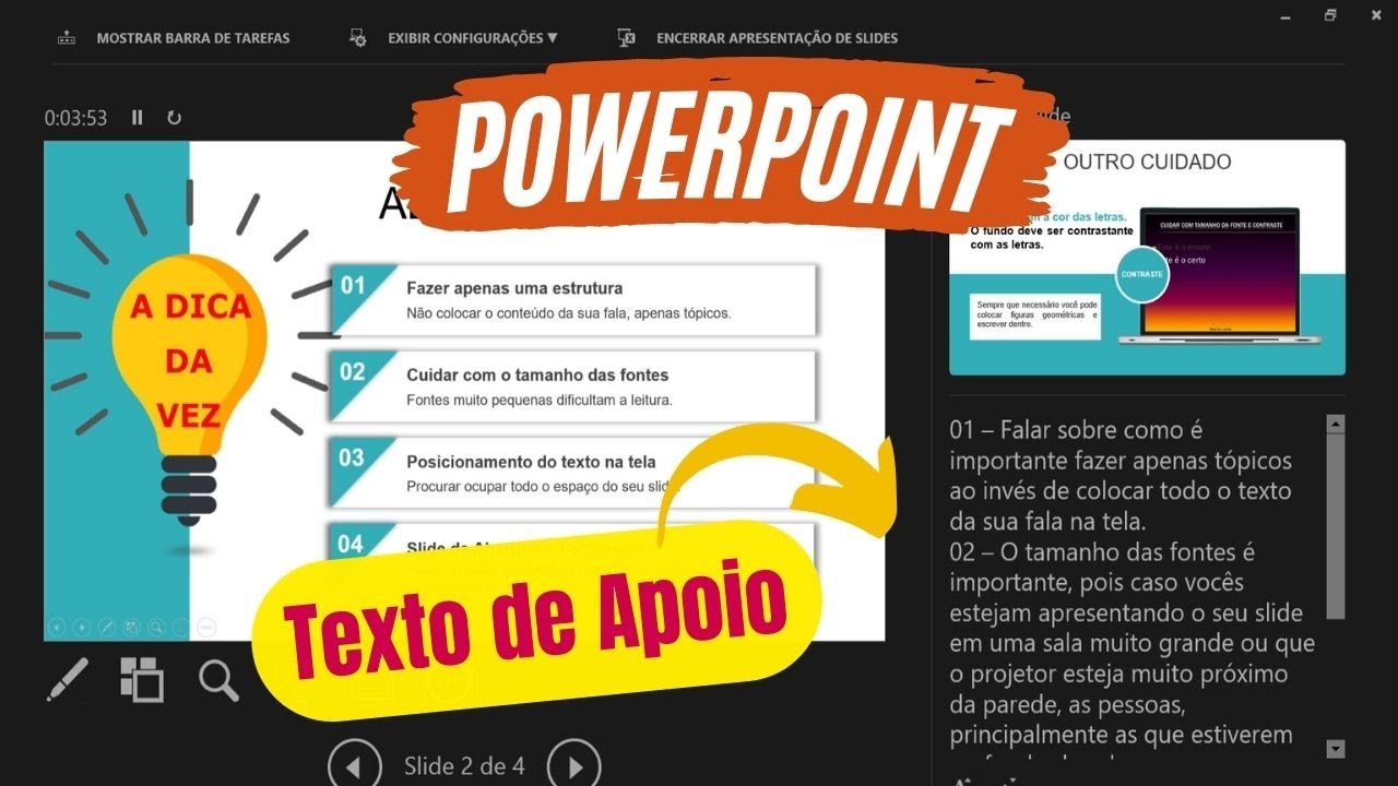 POWERPOINT: Texto de Apoio no modo apresentador