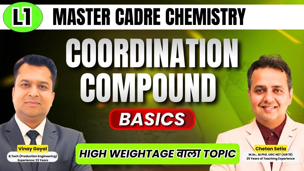 Coordination Compound || PART-1 || Master Cadre Chemistry || High weightage वाला topic