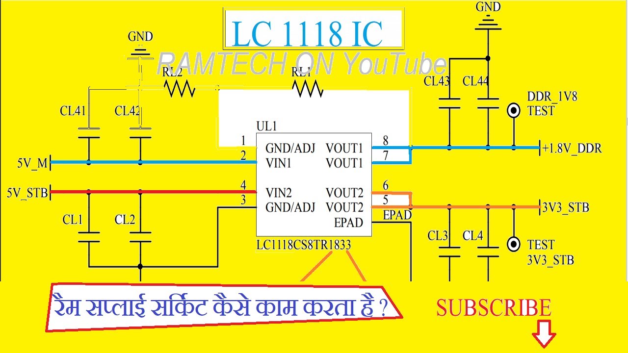 LCD LED TV Mainboard RAM Supply circuit and 3V3 standby circuit with  LC1118 IC