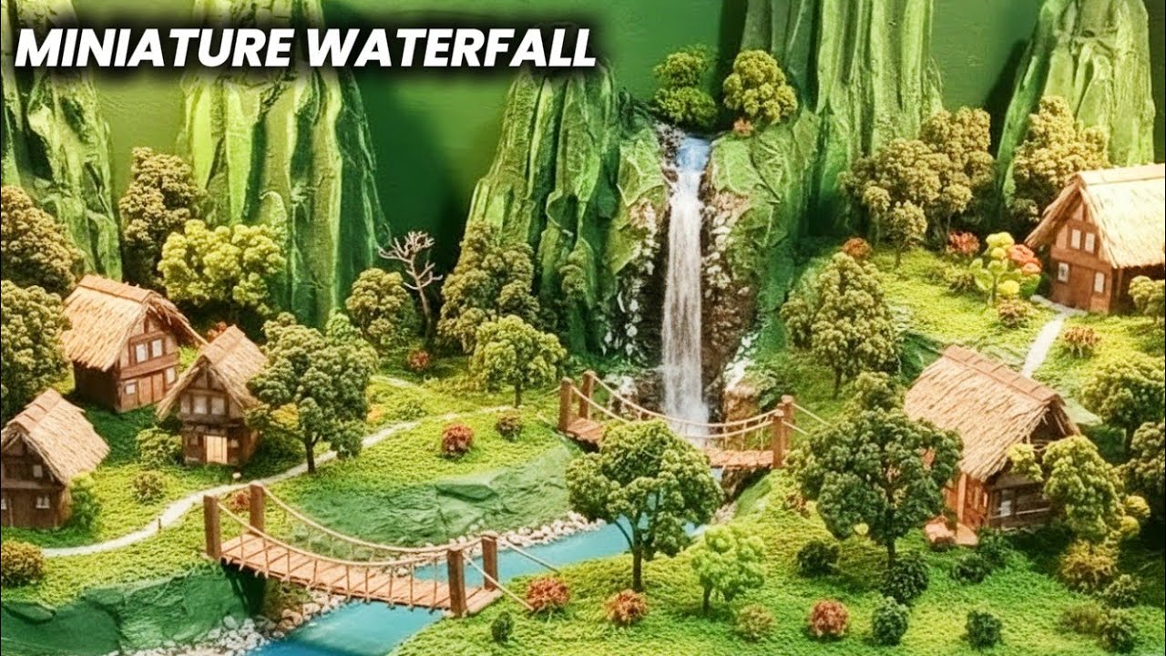 Building a Miniature Village Diorama | Waterfall & Wooden Bridge