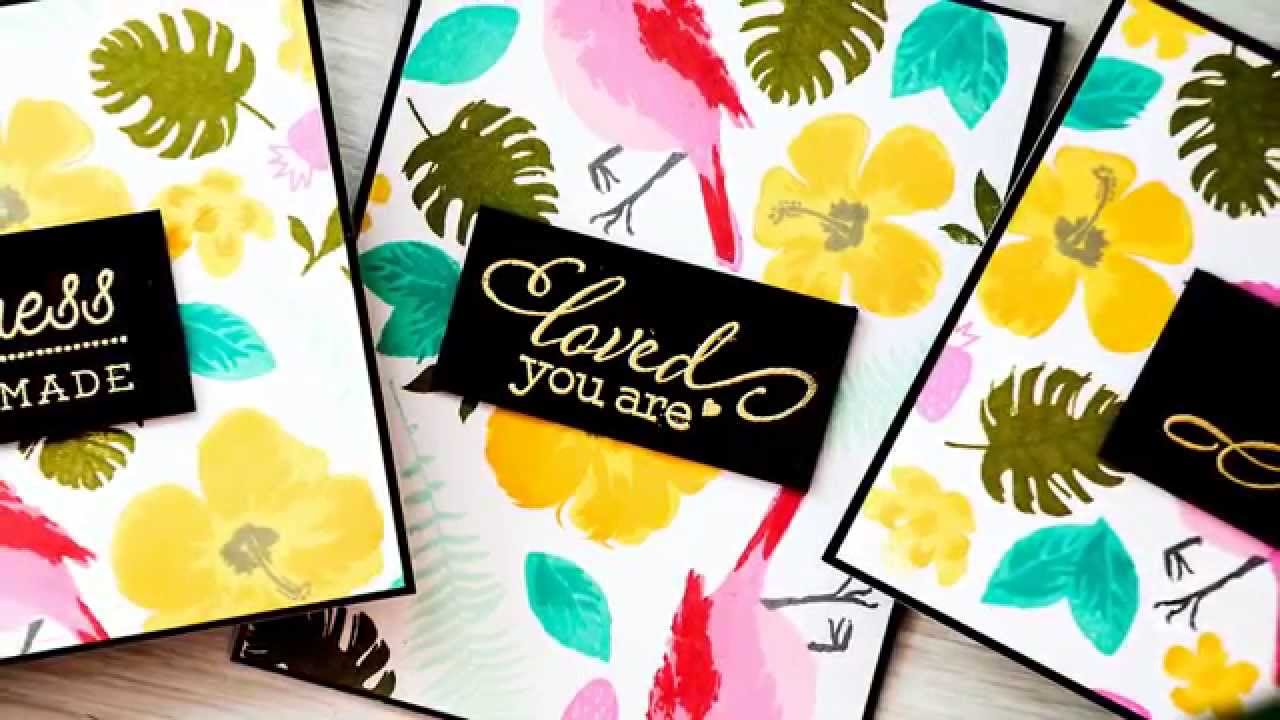 Tropical Cards. Stamping Large Patterns