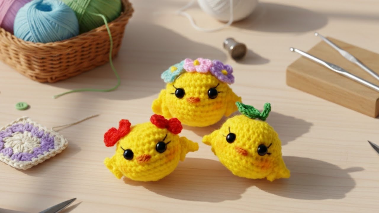 Как вязать маленьких цыплят крючком 3 в 1 #crochet #amigurumi #брелок