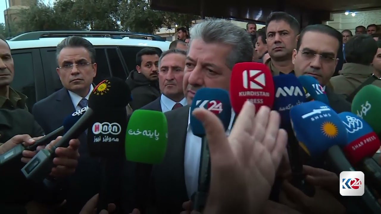 رئيس حكومة اقليم كوردستان، مسرور بارزاني يعزّي عائلة الشهيد ولات طاهر ويزور جرحى الهجمات في أربيل.