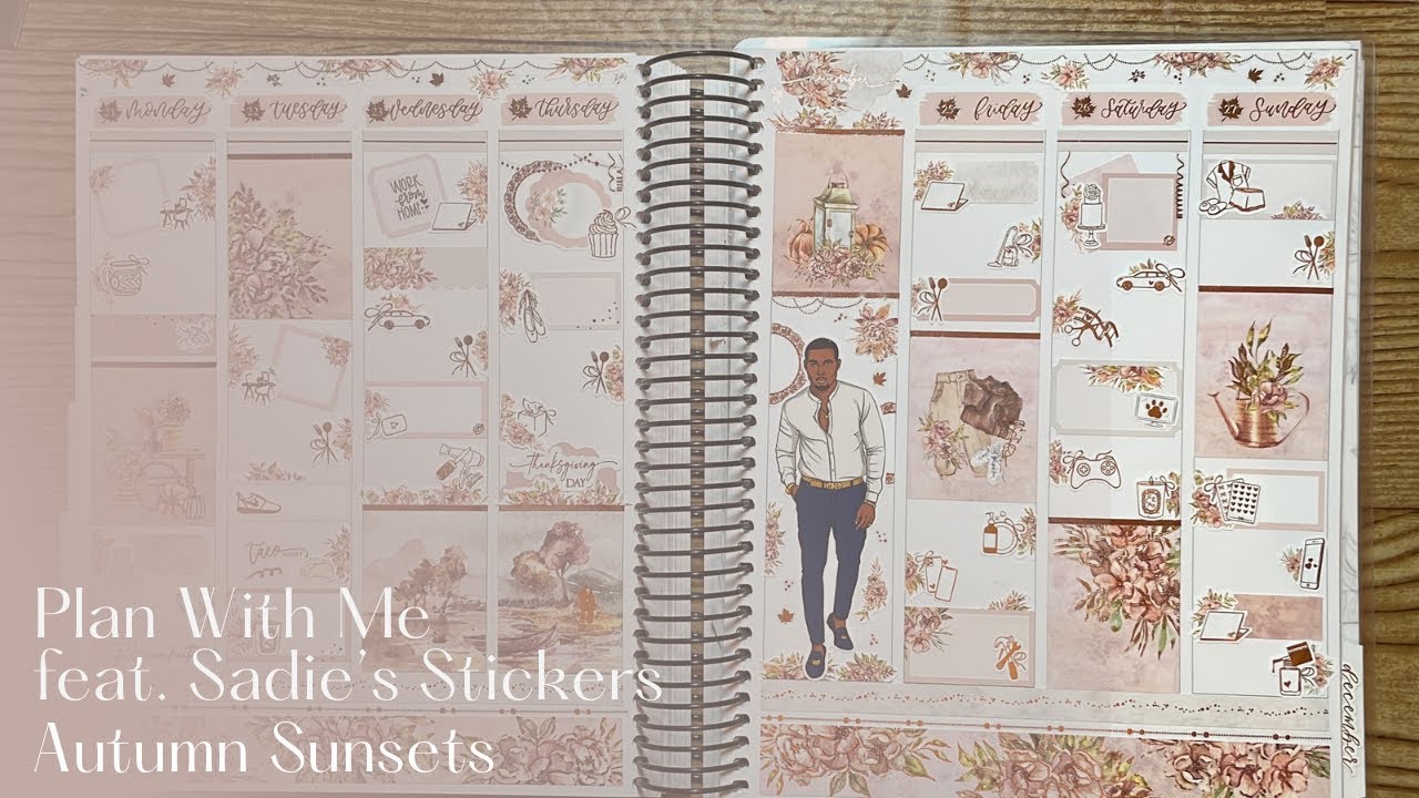 Plan With Me feat.  @SadiesStickers   | Autumn Sunsets | A5W Vertical Planner | Just Joia