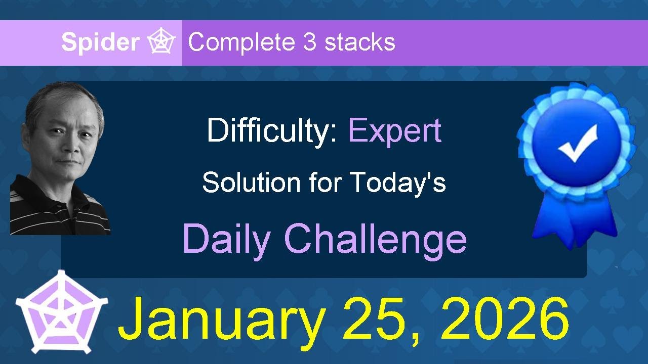 Microsoft Solitaire Collection: Spider - Expert - January 25, 2026