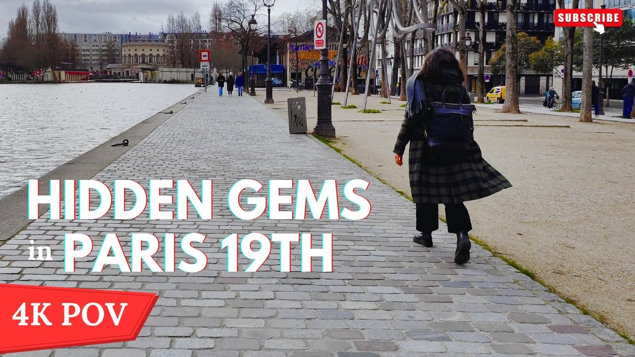 [4K] Windy & Cold Day Walk Along Canal de l'Ourcq Paris 19th – 25 Min POV | Hidden Urban Vibes