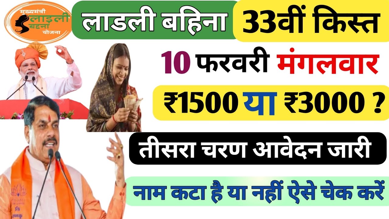 ​Ladli Behna Yojana 33rd Installment Date 2026 | लाडली बहना योजना फरवरी की किस्त कब आएगी?