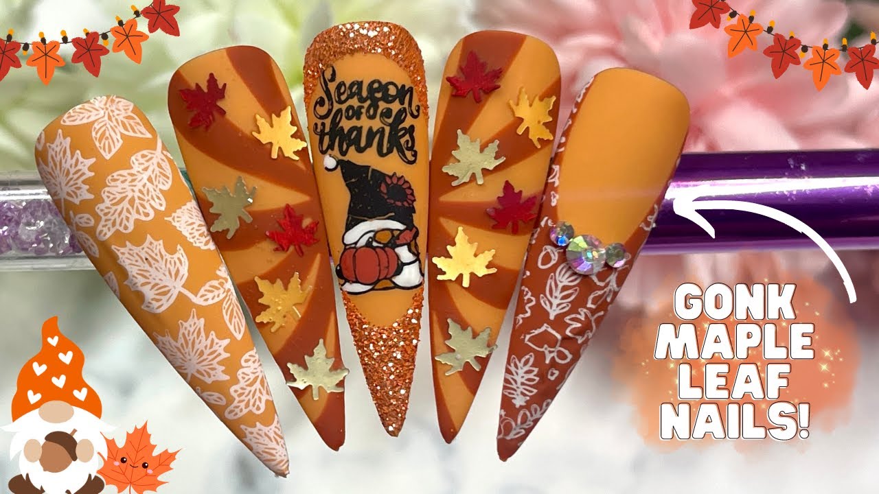 MAPLE LEAF GONK GNOME AUTUMN FALL NAIL ART DESIGN TUTORIAL| MADAM GLAM