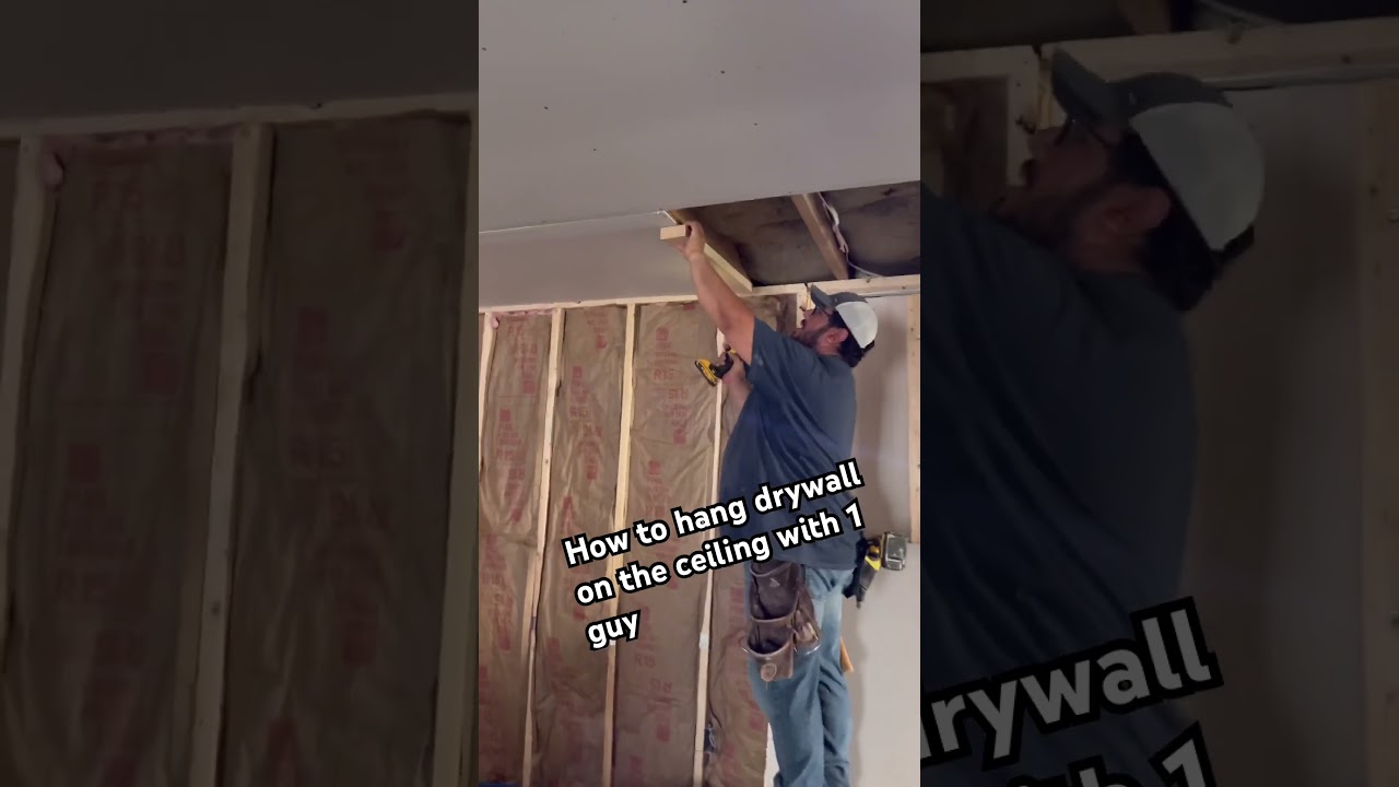 Technique for hanging drywall on the Ceiling by yourself! #realestate #realestateinvesting