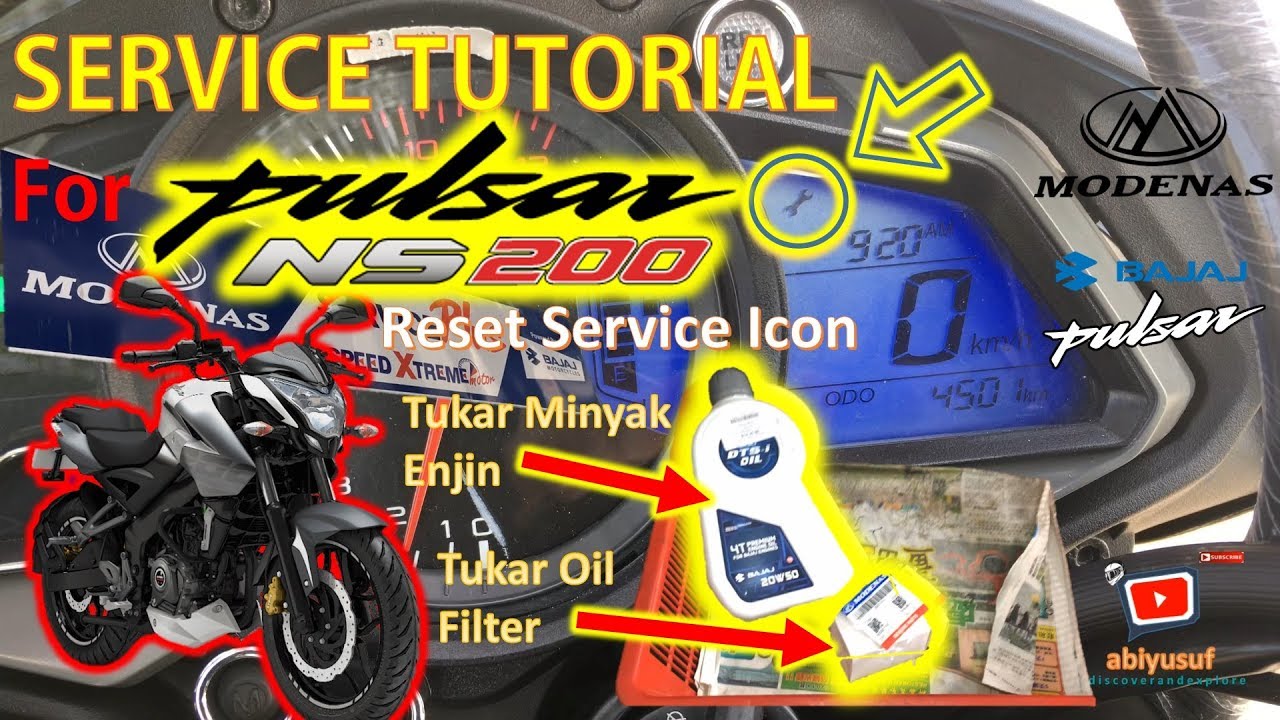Tutorial Servis Modenas Pulsar NS200 Reset Icon Spannar + Tukar Minyak Enjin + Tukar Oil Filter