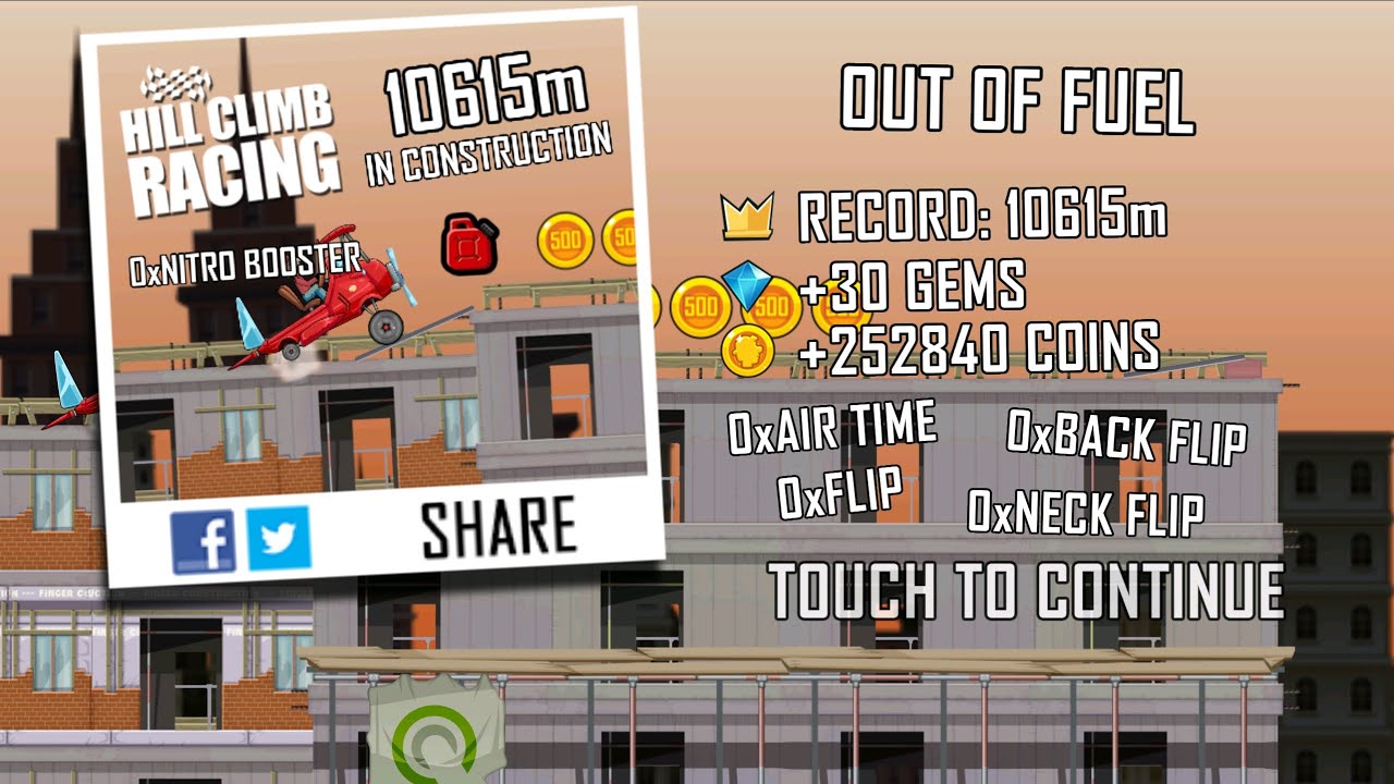 Hill Climb Racing 1.61.0 (240 fps) Air Car & Construction 10615m (full run)