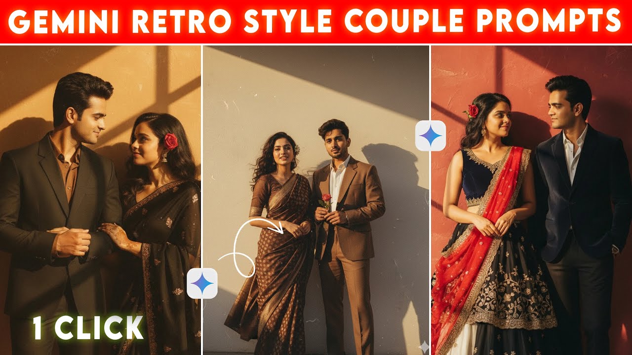 Instagram Trending Couple Photo Edit Gemini Prompt | Gemini Retro AI Couple Photo Editing 🤩