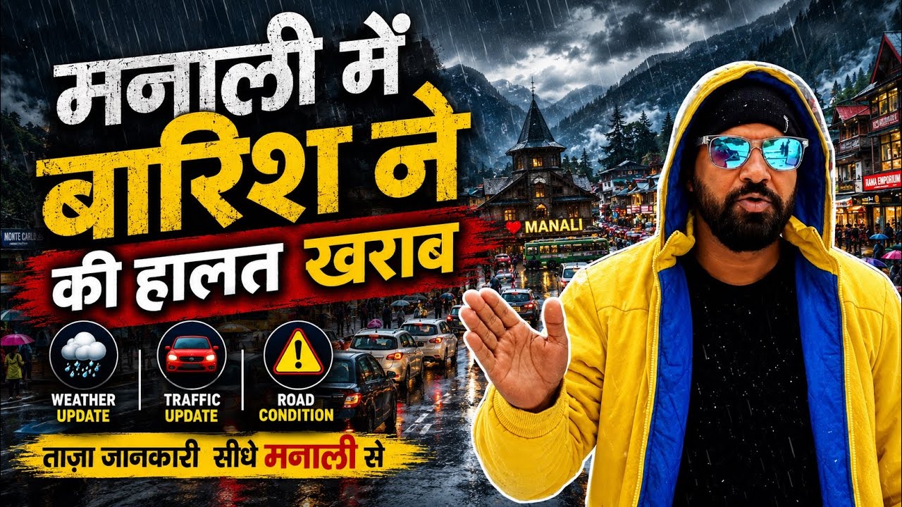मनाली में बारिश ने की हालत खराब 🌨️🚗 Manali Weather and traffic Updates 