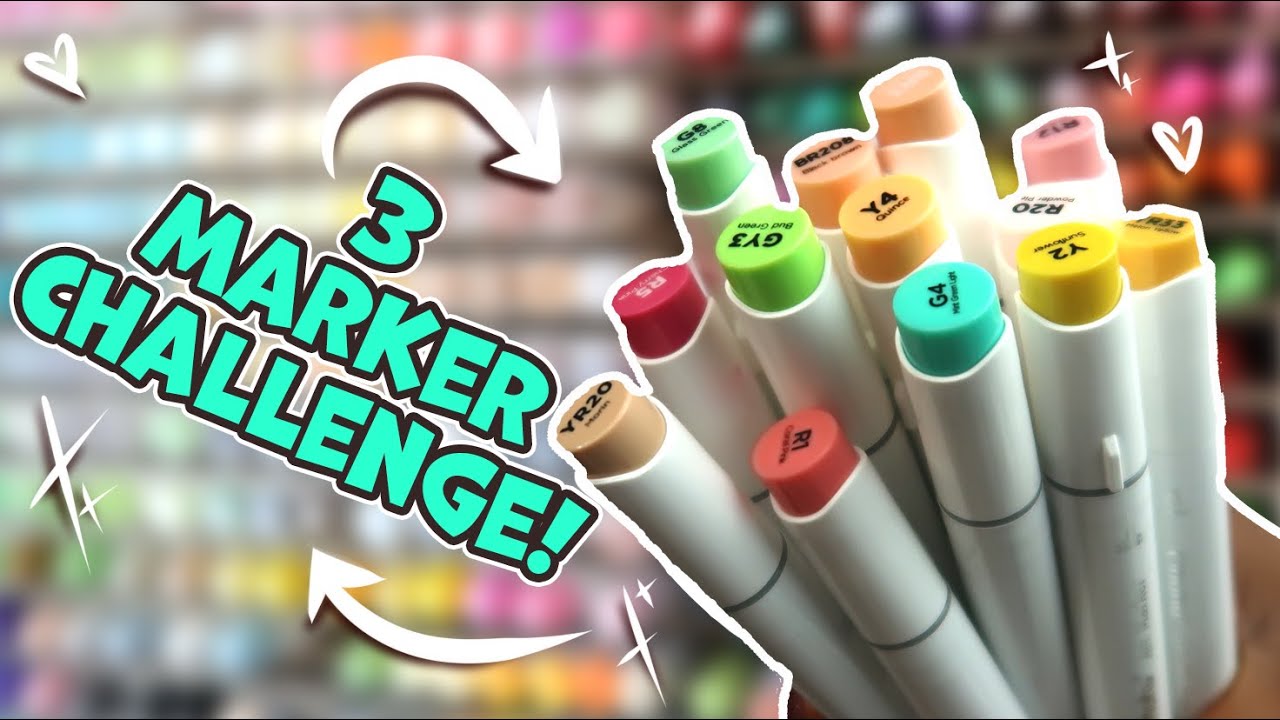 filling a sketchbook page with 3 MARKERS - The 3 MARKER CHALLENGE