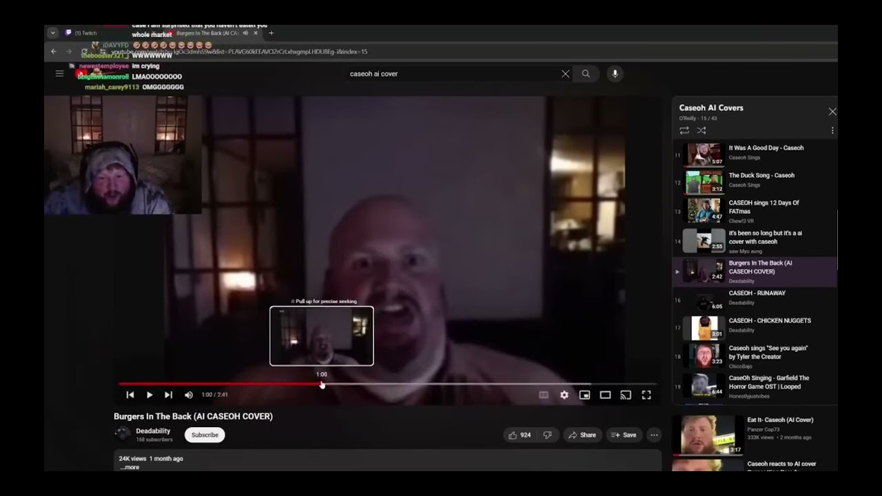 caseoh reacts to burgers in the back