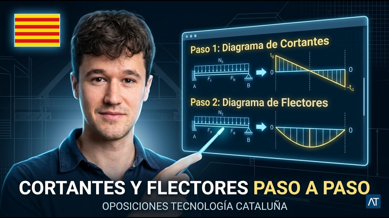 OPOSICIONES TECNOLOGÍA CATALUÑA | Cortantes y Flectores de Viga Paso a Paso