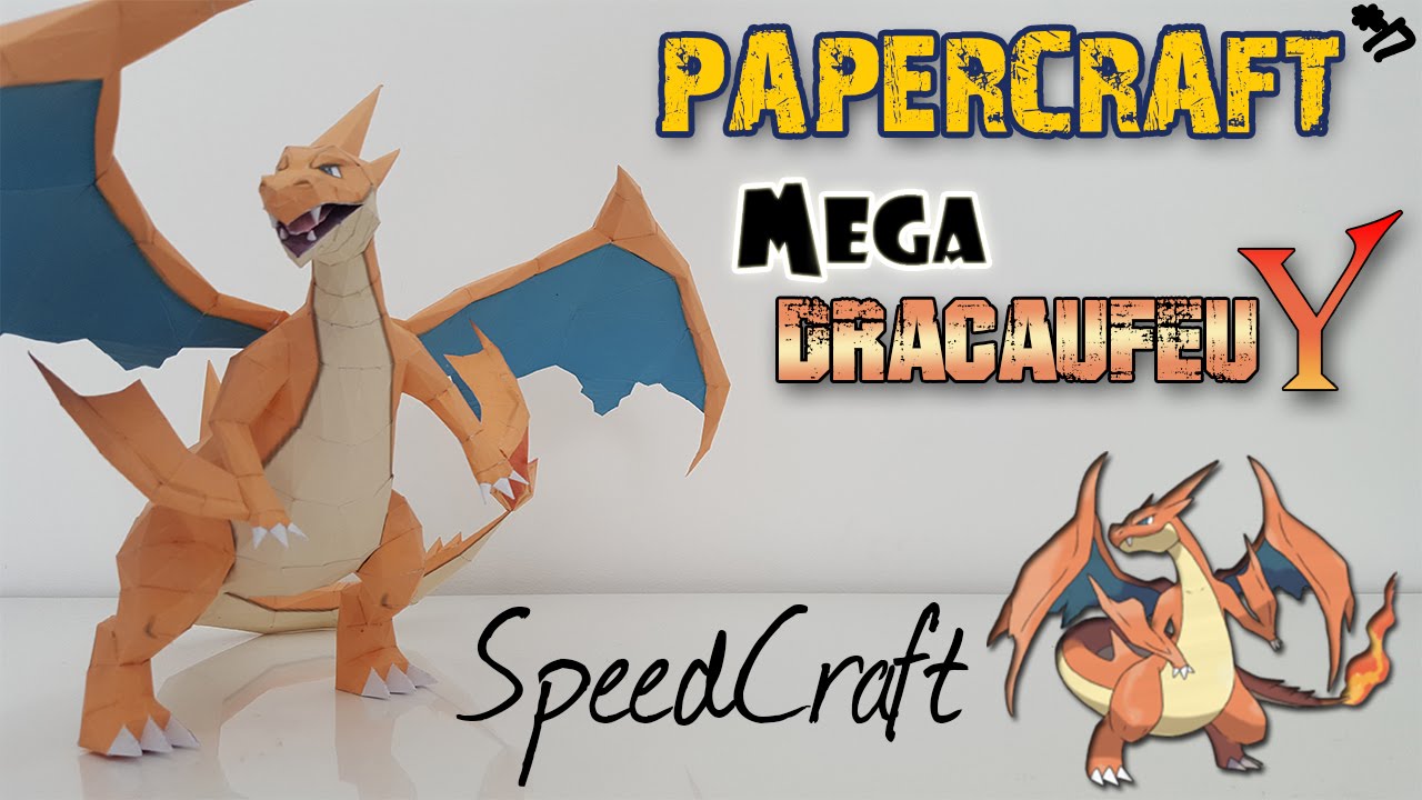 Papercraft - MEGA Dracaufeu Y - SpeedCraft de la réalisation du Pokémon